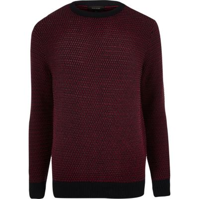 Red textured knitted jumper